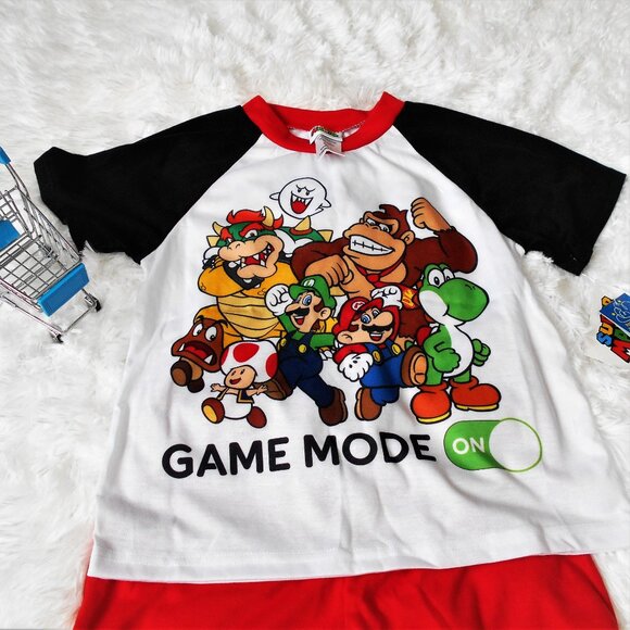 Super Mario Brothers Game Mode On Pajama Set Boys 8 Nintendo - Picture 4 of 7